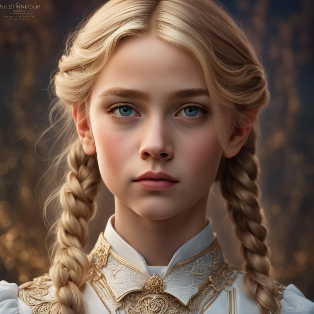 Androgynous Child Portrait in Hyperdetailed Matte Photograph...