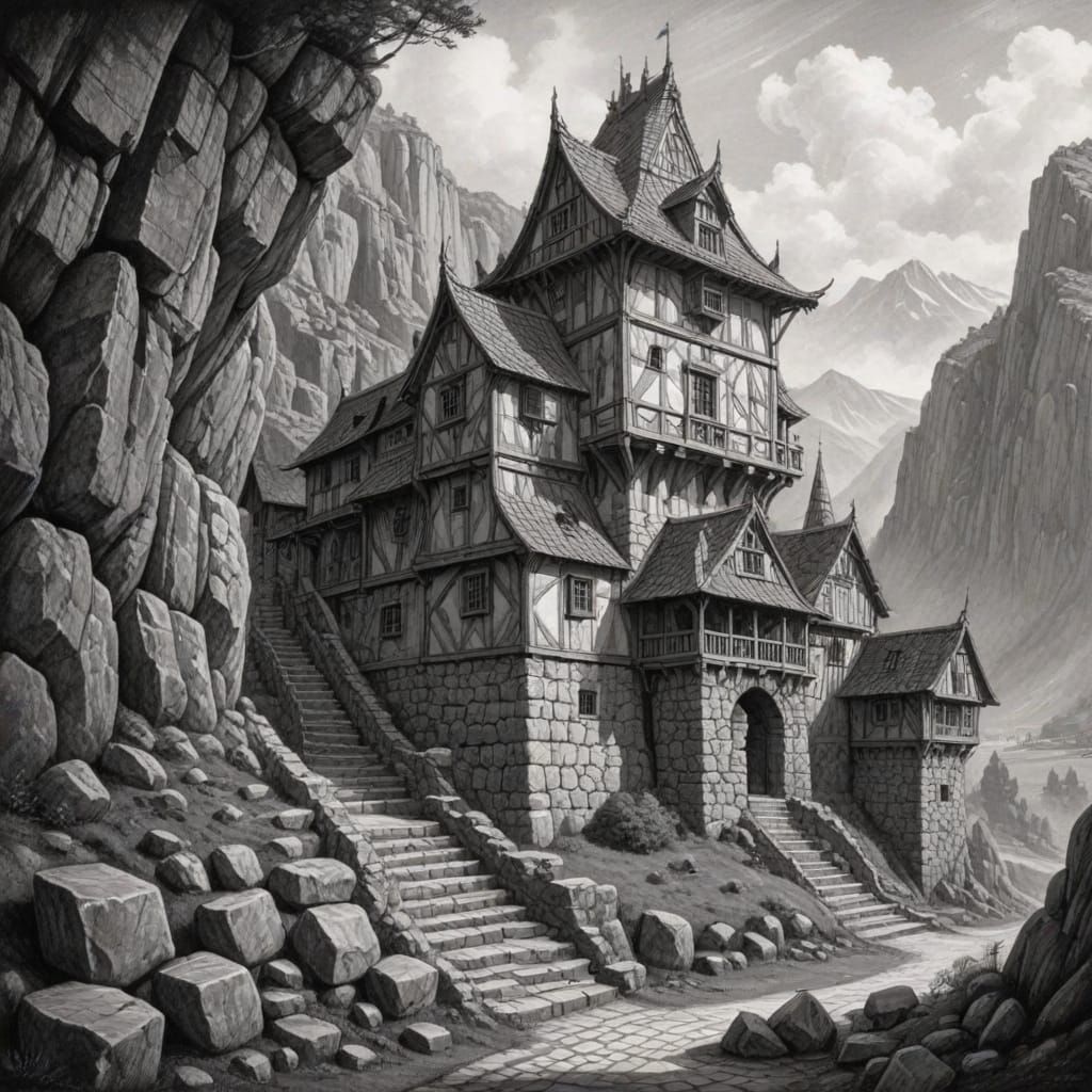 Medieval Dwarven Fortress Home in Charcoal