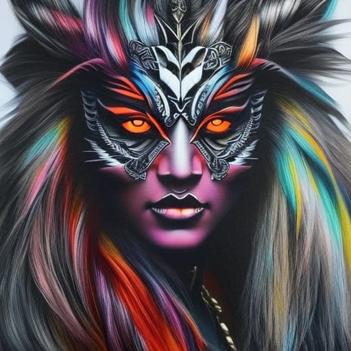 Masked Person with Crazy Hair