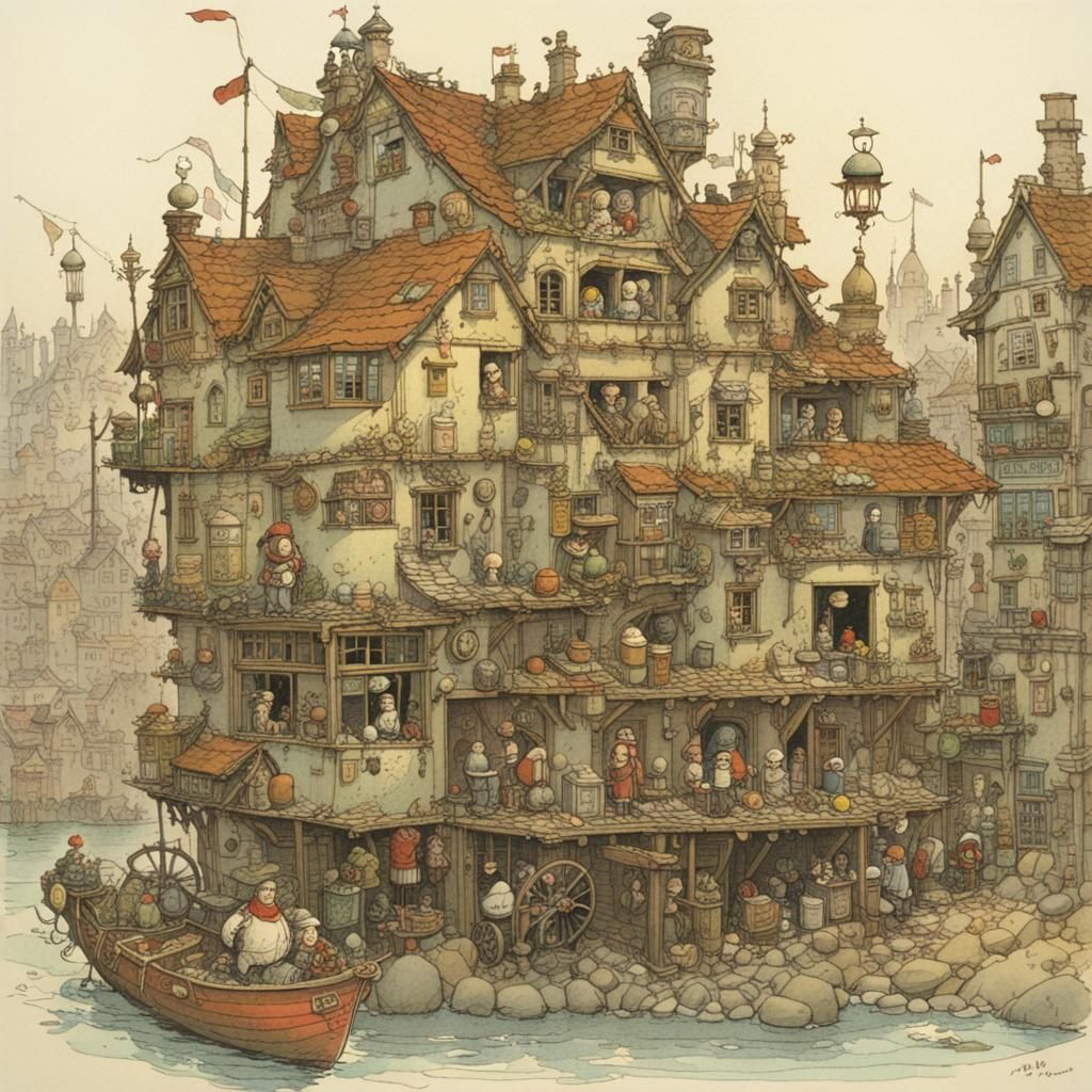 Fantastical Contraption Illustration in Cartoon Style