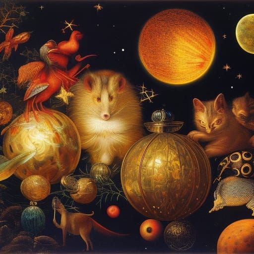 Cosmic Rats Starscape Inspired by Renaissance Masters