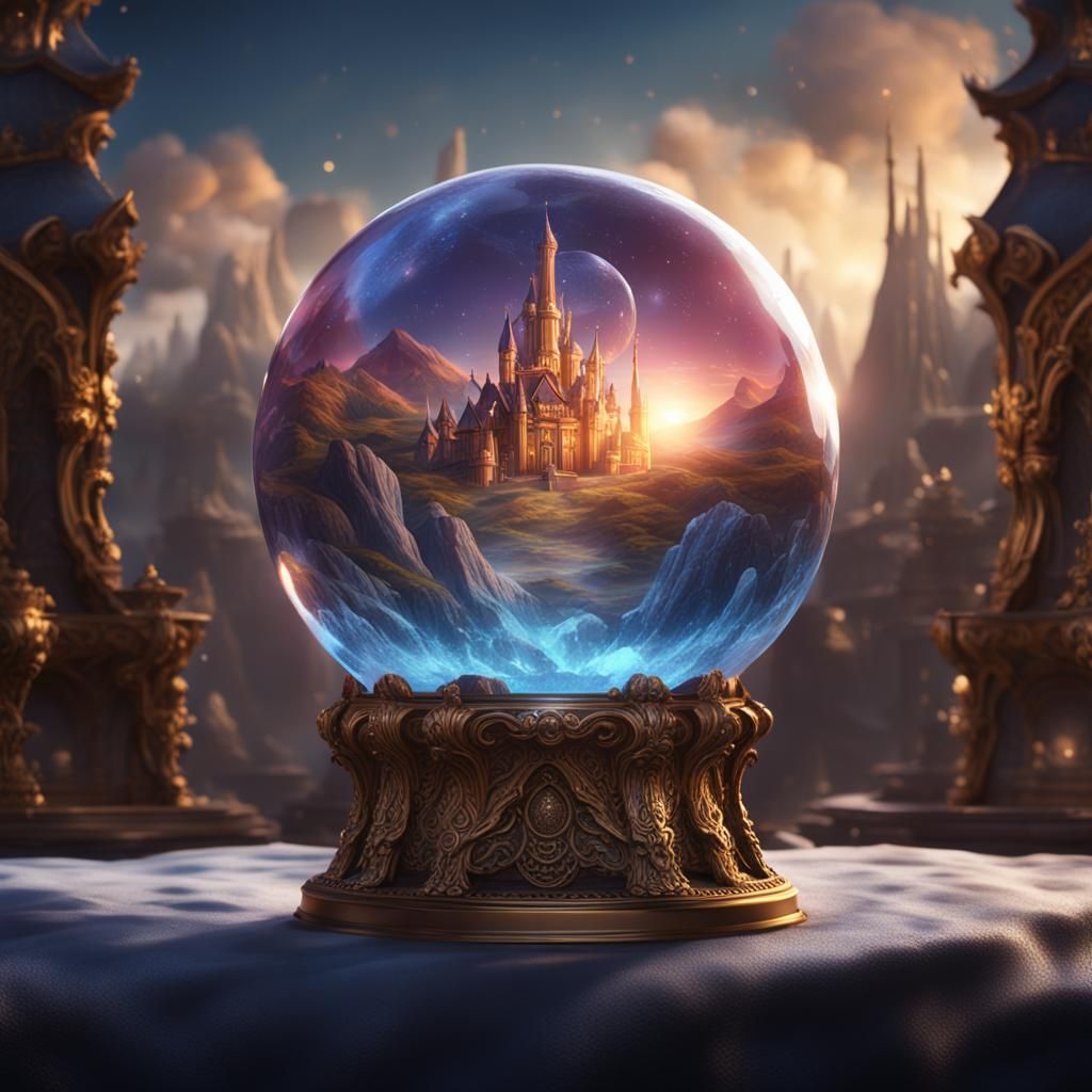 Elegant Crystal Ball in Detailed Matte Painting