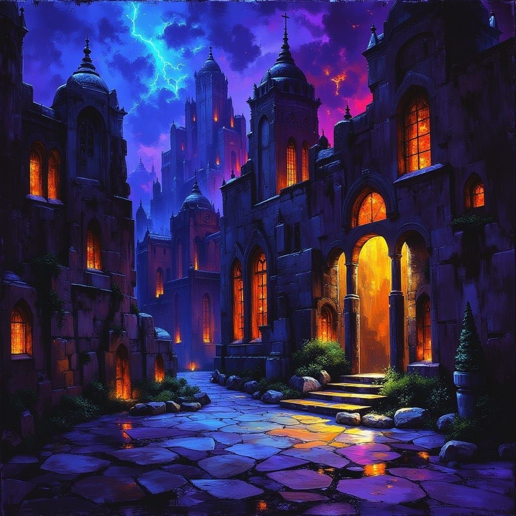 Art Nouveau Fantasy Illustration in Oil Painting Style