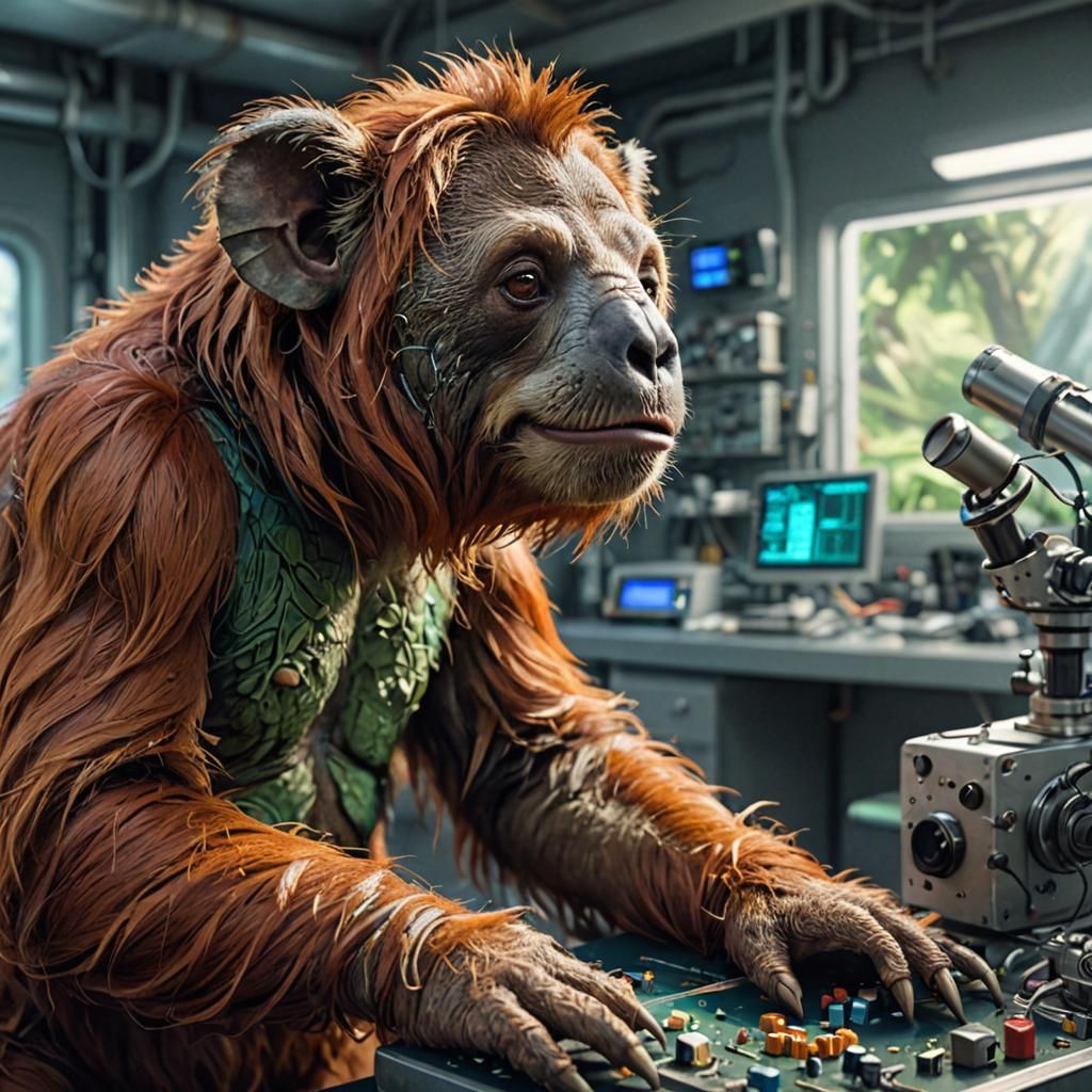 Exoplanet Lab Specimen: Orangutan-Sloth-Koala Hybrid