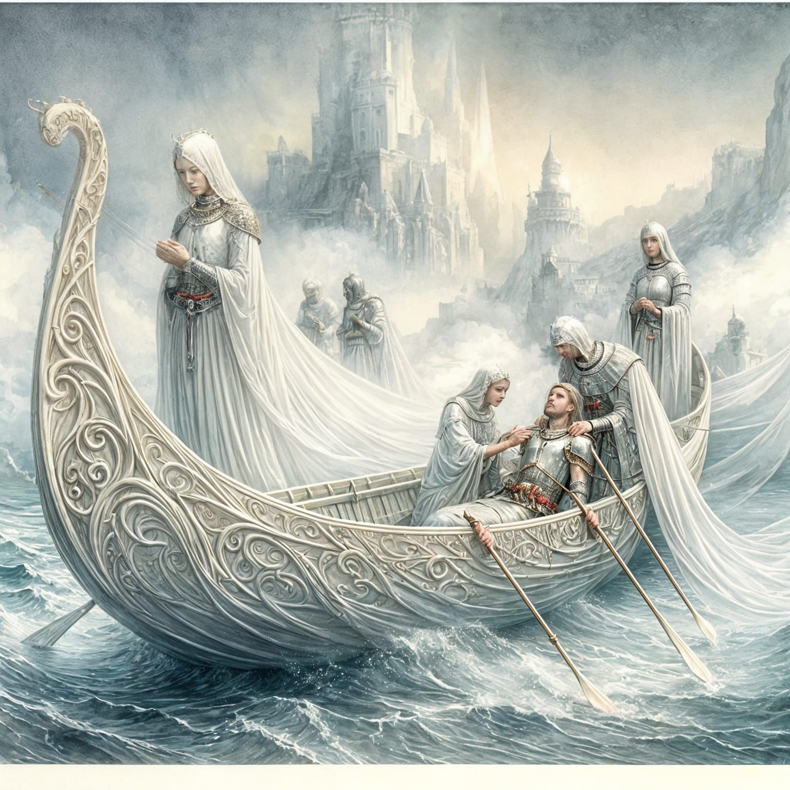 Ethereal Voyage: Watercolor Painting of King's Journey