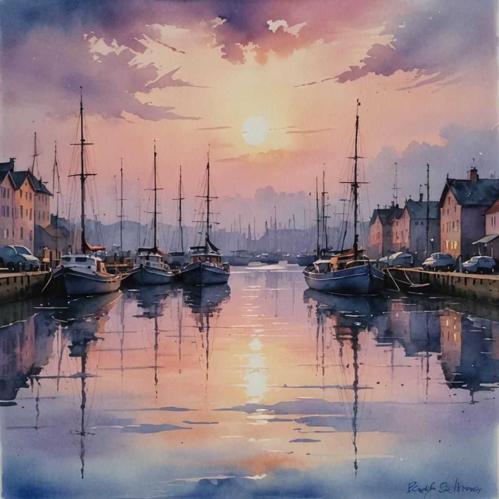 Pastel Sunset Harbor