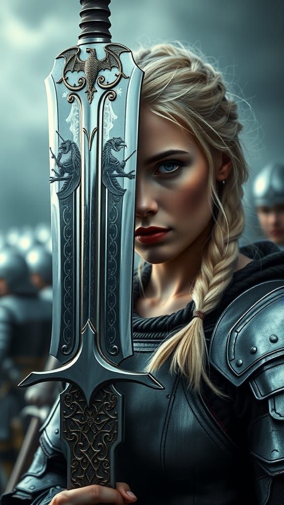 Medieval Warrior Goddess in Hyper-Realistic Armor Portrait