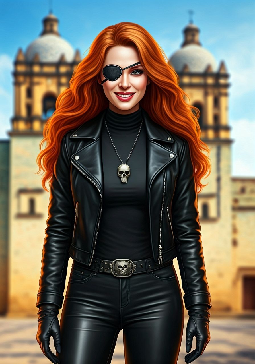 Smiling Woman with Eyepatch in Oaxaca, Ash Thorp Style