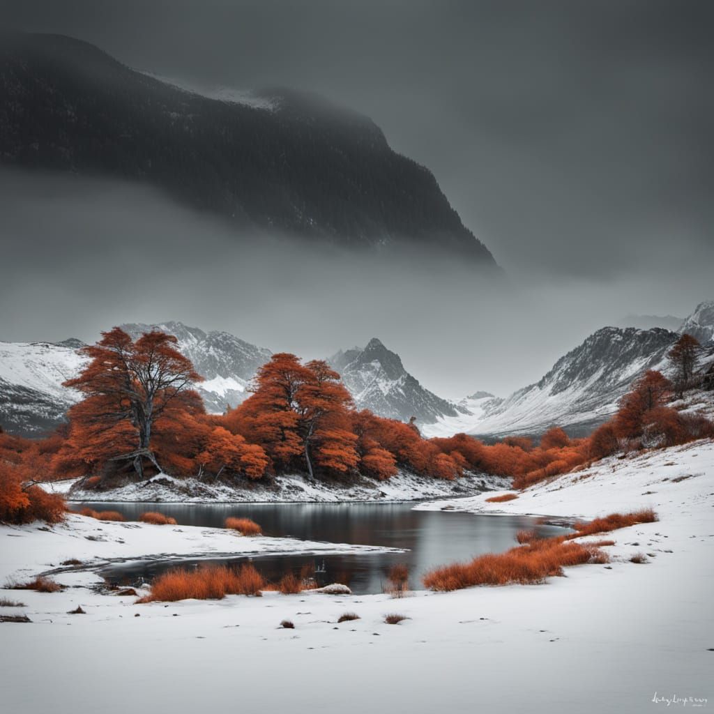 Abstract Surreal Landscape Painting with Subtractive Lightin...