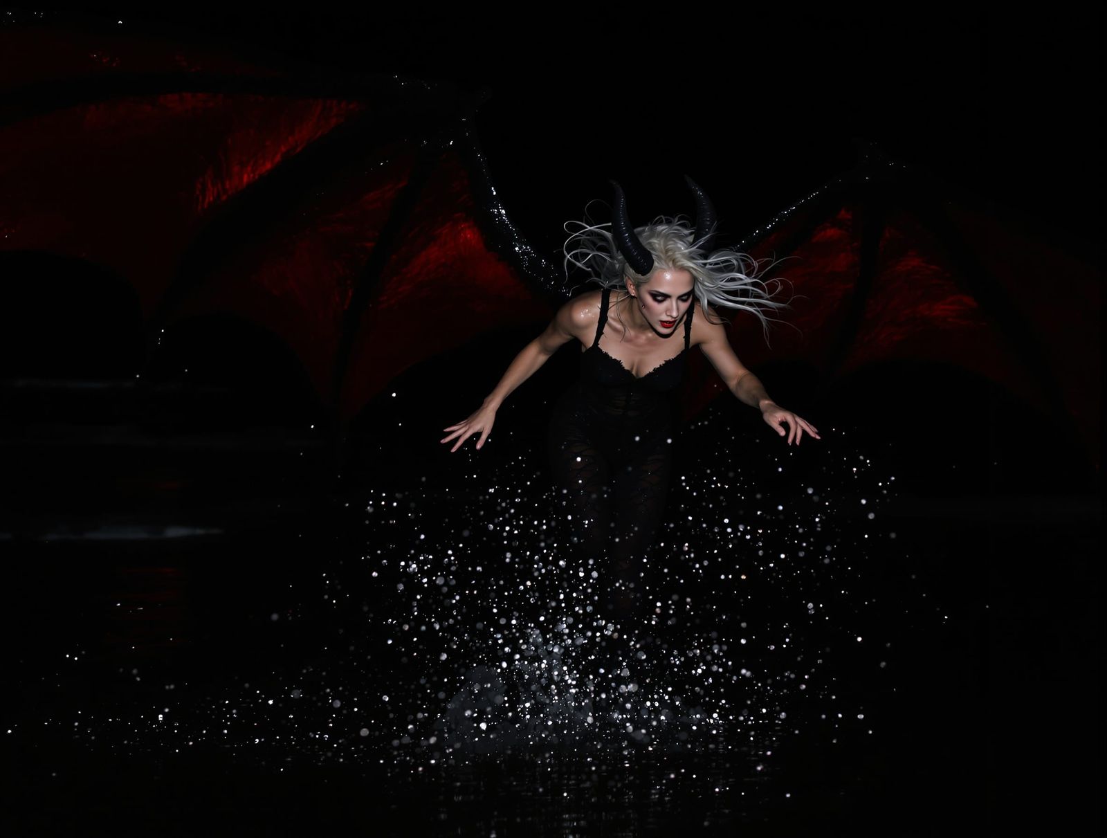 Ethereal Demon Beauty on Black Sand Beach