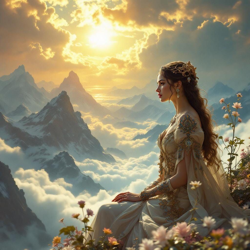 Queen Contemplates Future in Art Nouveau Style