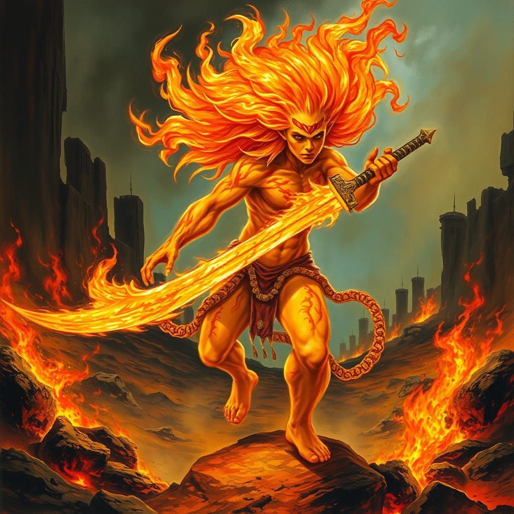 Fiery Warrior: A Digital Fire Elemental