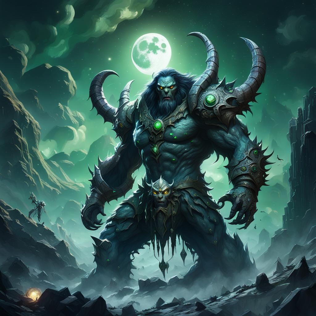 Moon Giant Fused with Moon God: Fantasy Concept Art