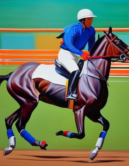 Horse Polo Player Painting with Acrylic and Oil