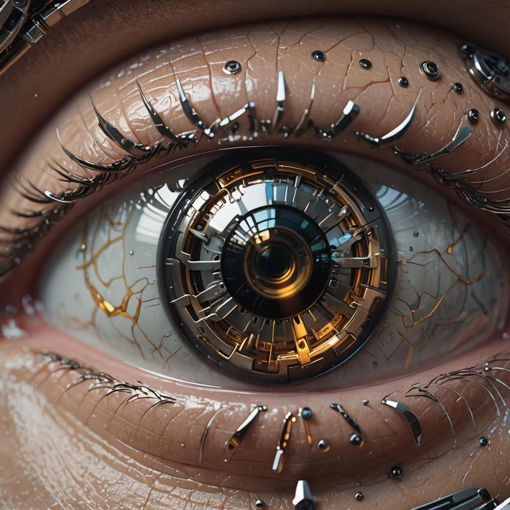 Futuristic Human Eye with Intricate Mech Details