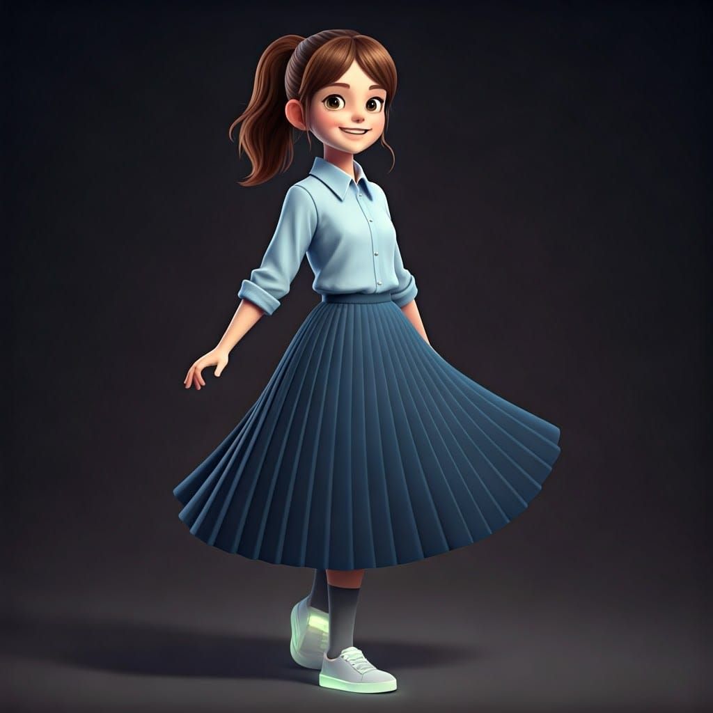 Charming Whimsical Girl in Vibrant 3D Style