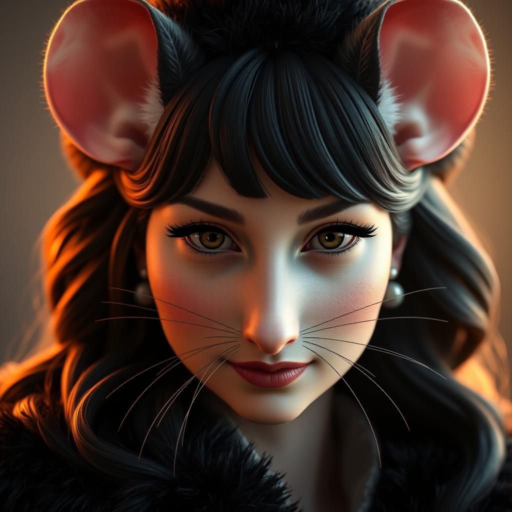 A regal, mouse woman, with a button nose, and whiskers just ...