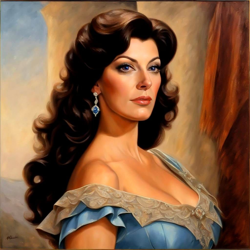 Rococo Woman in Oil on Canvas