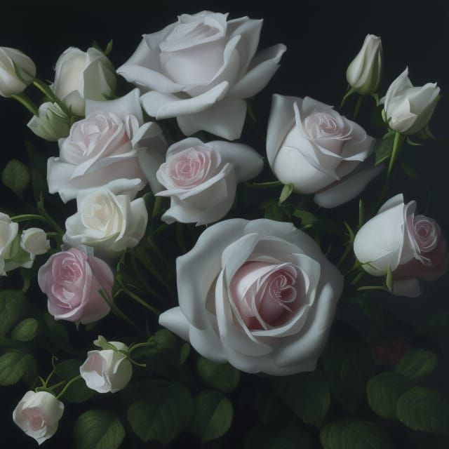Hyperrealistic Roses Painting with Tenebrism Technique