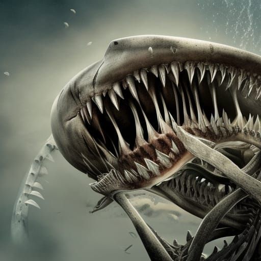 Detailed Shark Jaw Skeleton Photograph in 8K