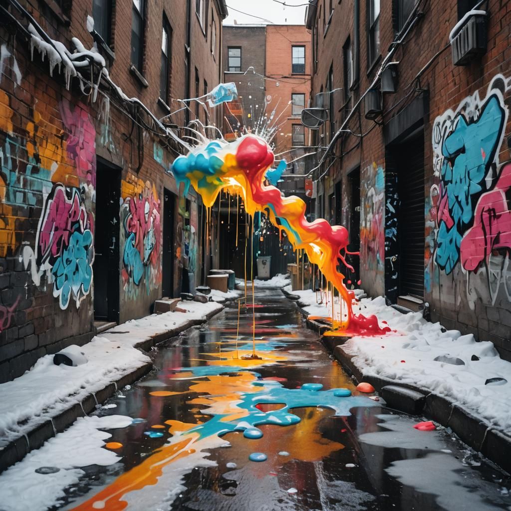 Graffiti Artist Creates Melting Ice Art in Oil Gouache