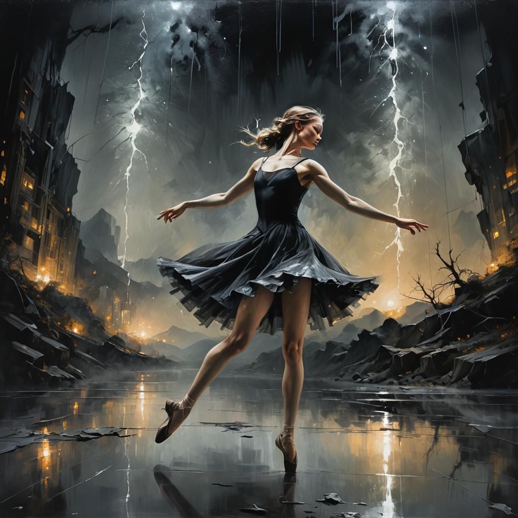 Mysterious Mountain Valley with Ballet Dancer