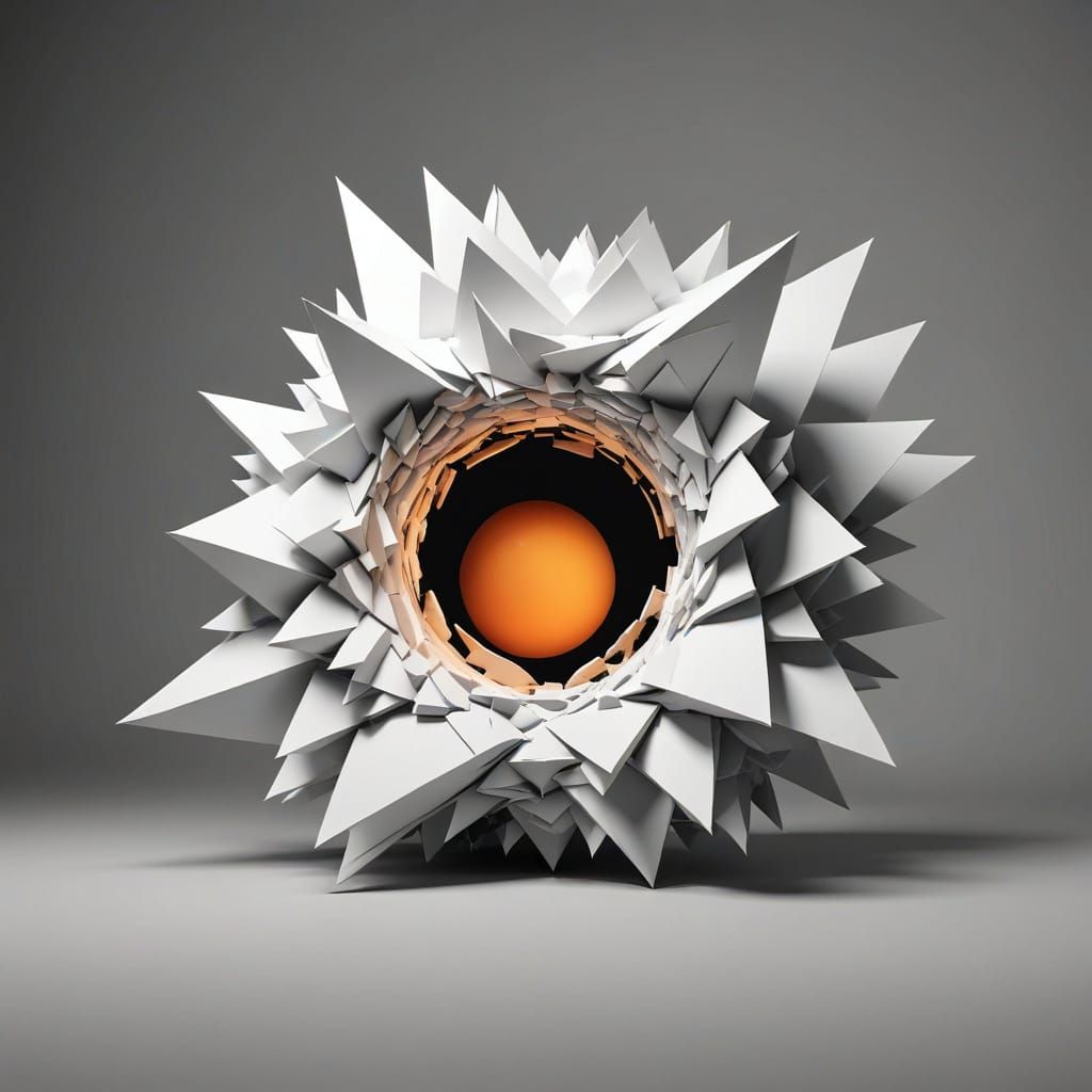 3D Object Emerging from 2D Illustration in Surreal Digital A...