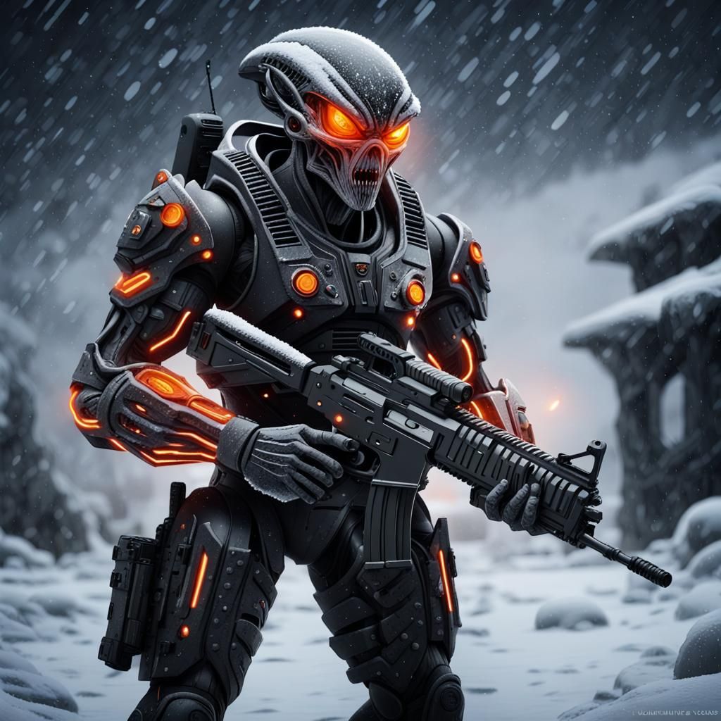 A alien soldier monster...