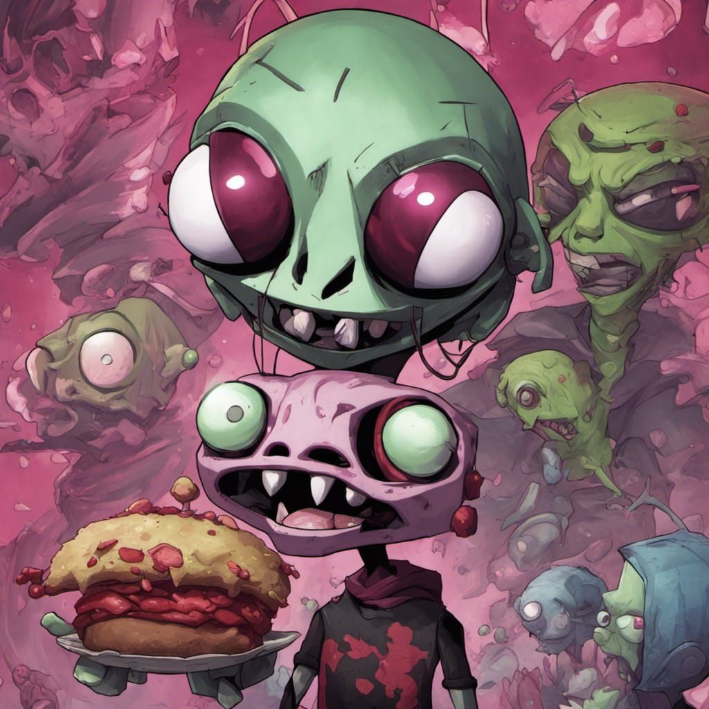 Invader Zim Portrait in Art Nouveau Style