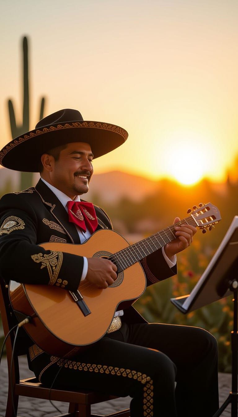 Mariachi Musician in Golden Sunset Light