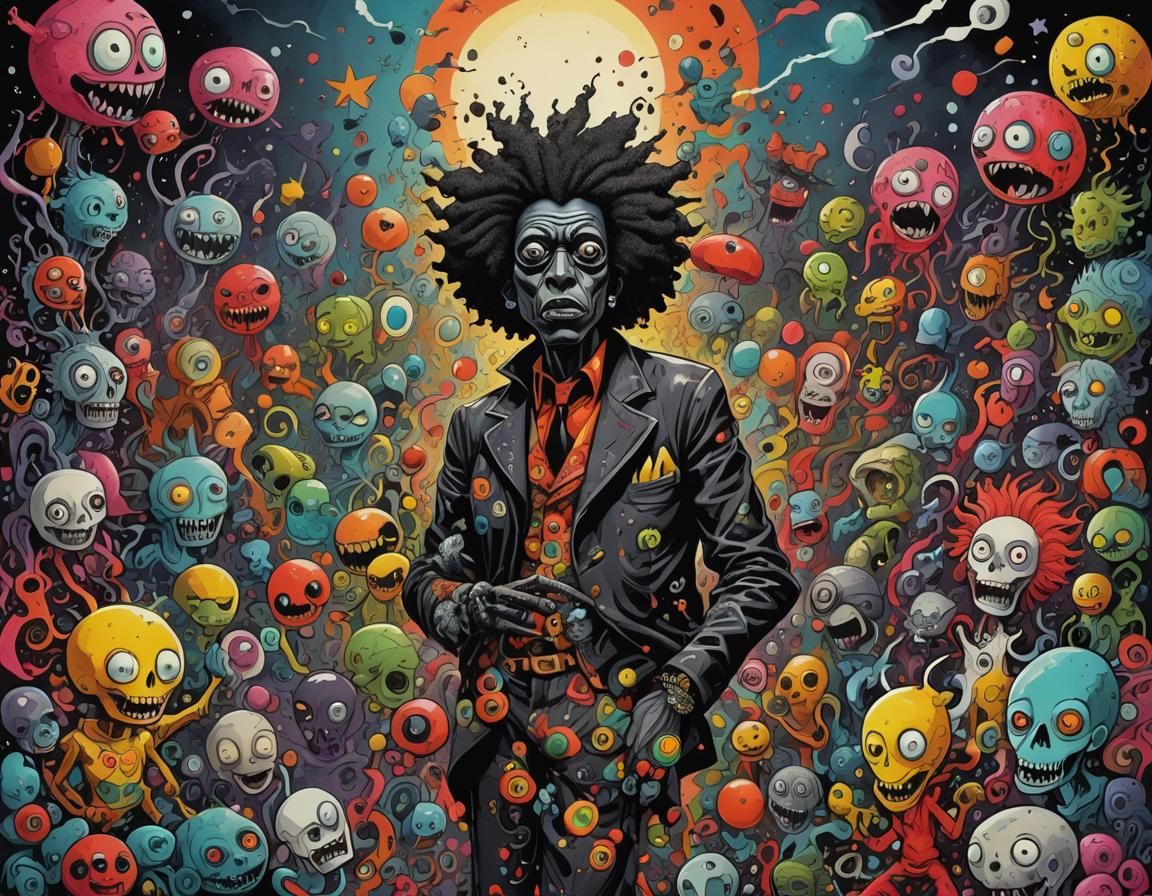 Colorful Surreal Melanin Art in Tim Burton Style