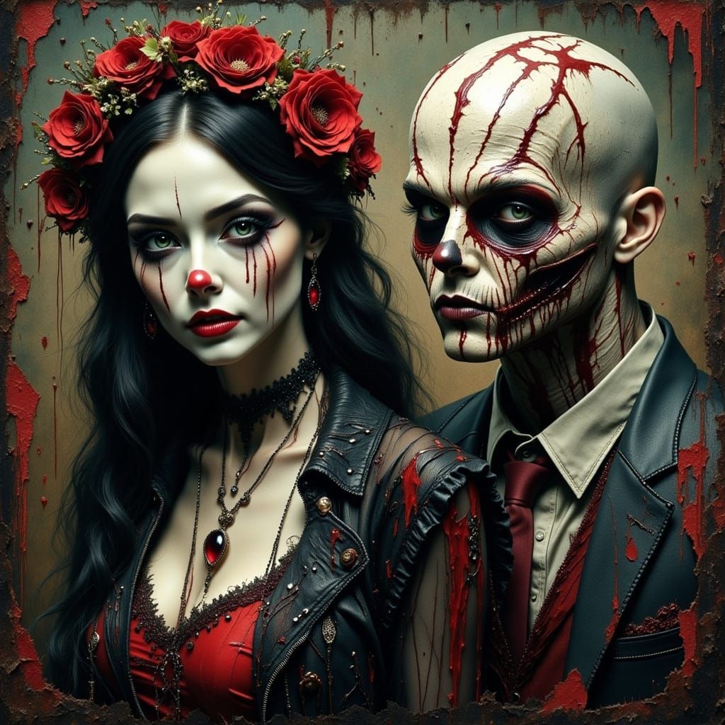 American Gothic Zombies in Dark Gothic Style