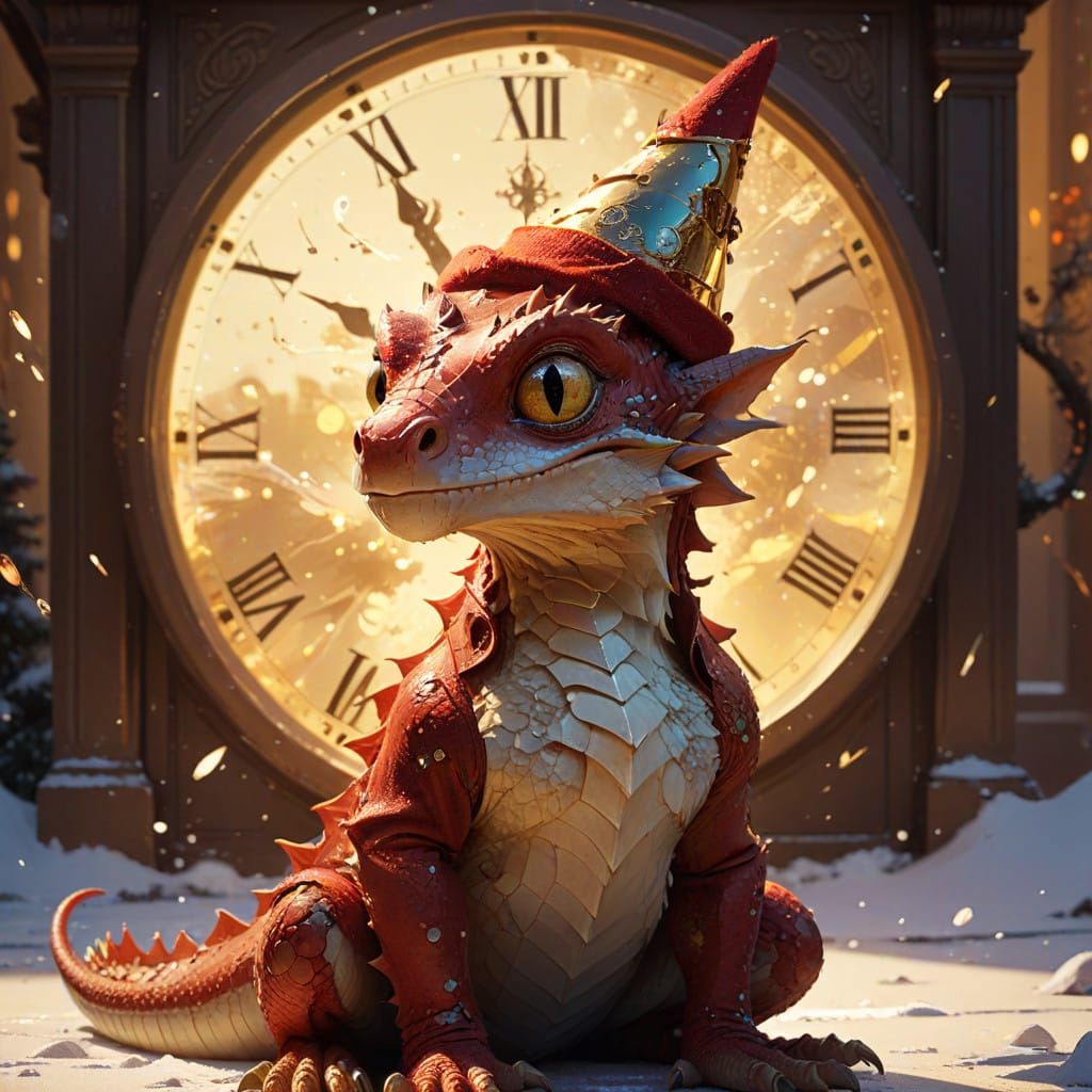 Pensive Dragon and Whimsical Snake at Midnight