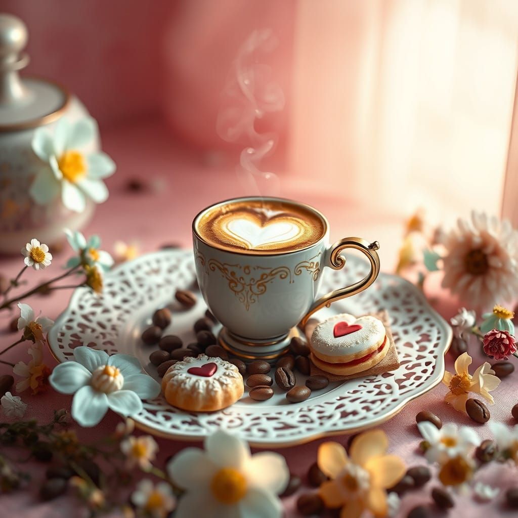Whimsical Morning Still Life in Hyperrealistic Style