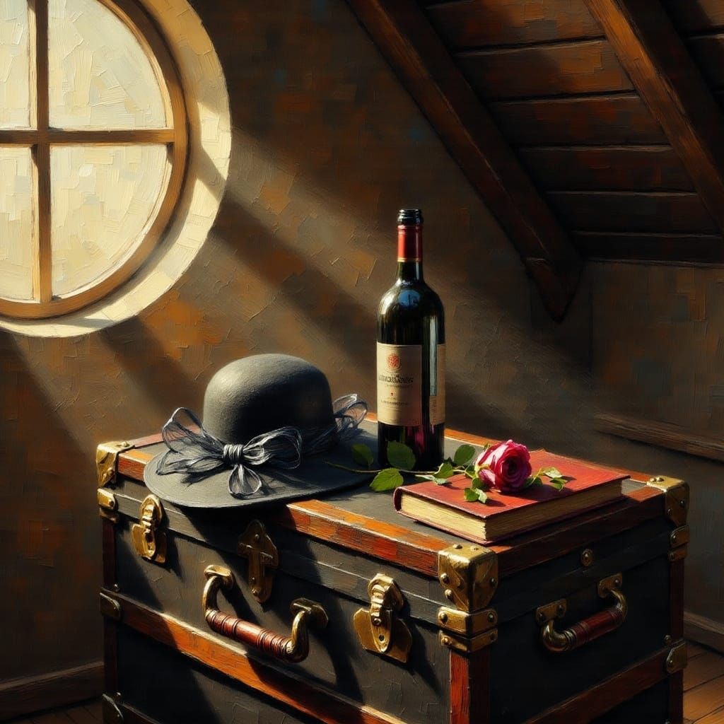 Victorian Attic Still Life in Impasto Style