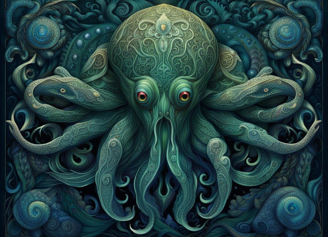 Cthulhu-esque Squid Monster in Crystal Sphere