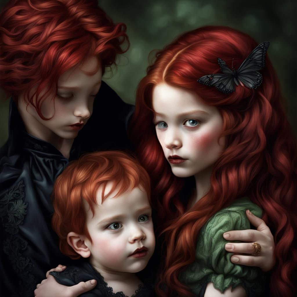 Fantasy Hybrid Mother and Son with Red Hair
