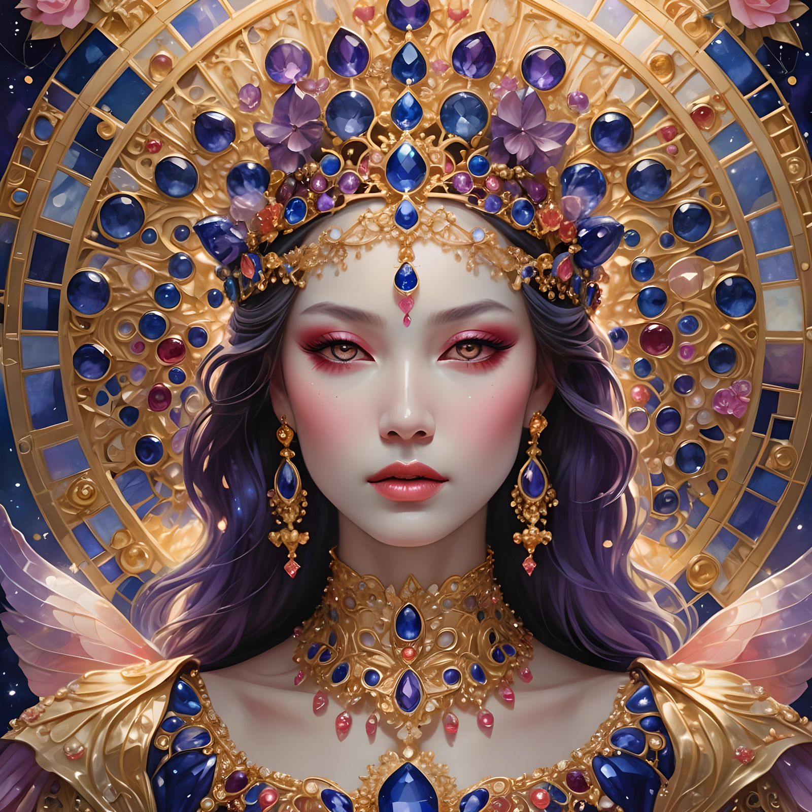 Queen of Heaven Portrait in Art Nouveau Style