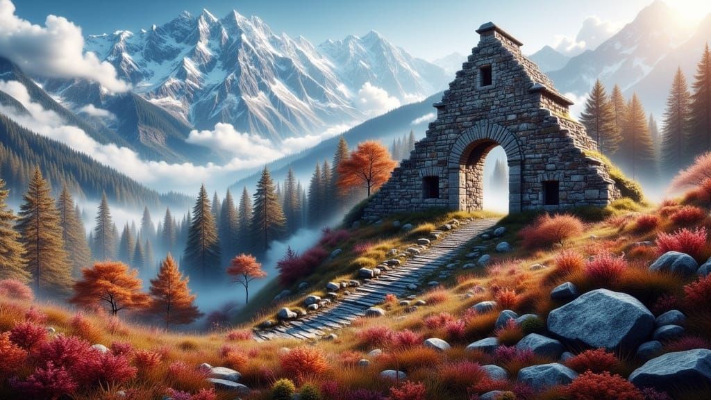 Epic Autumn Cloud Sea Over Takeda Castle Ruins