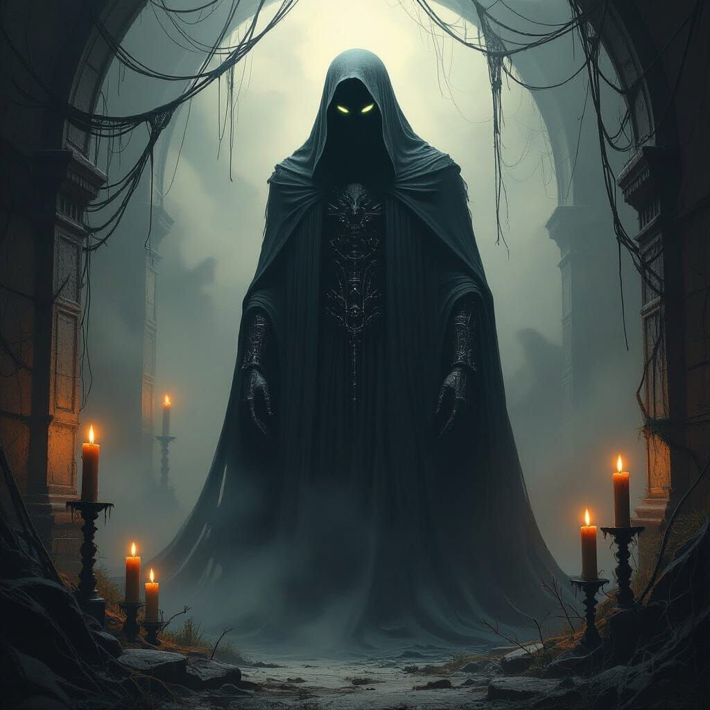 Ominous Figure in Shadows: A Dark Fantasy Image