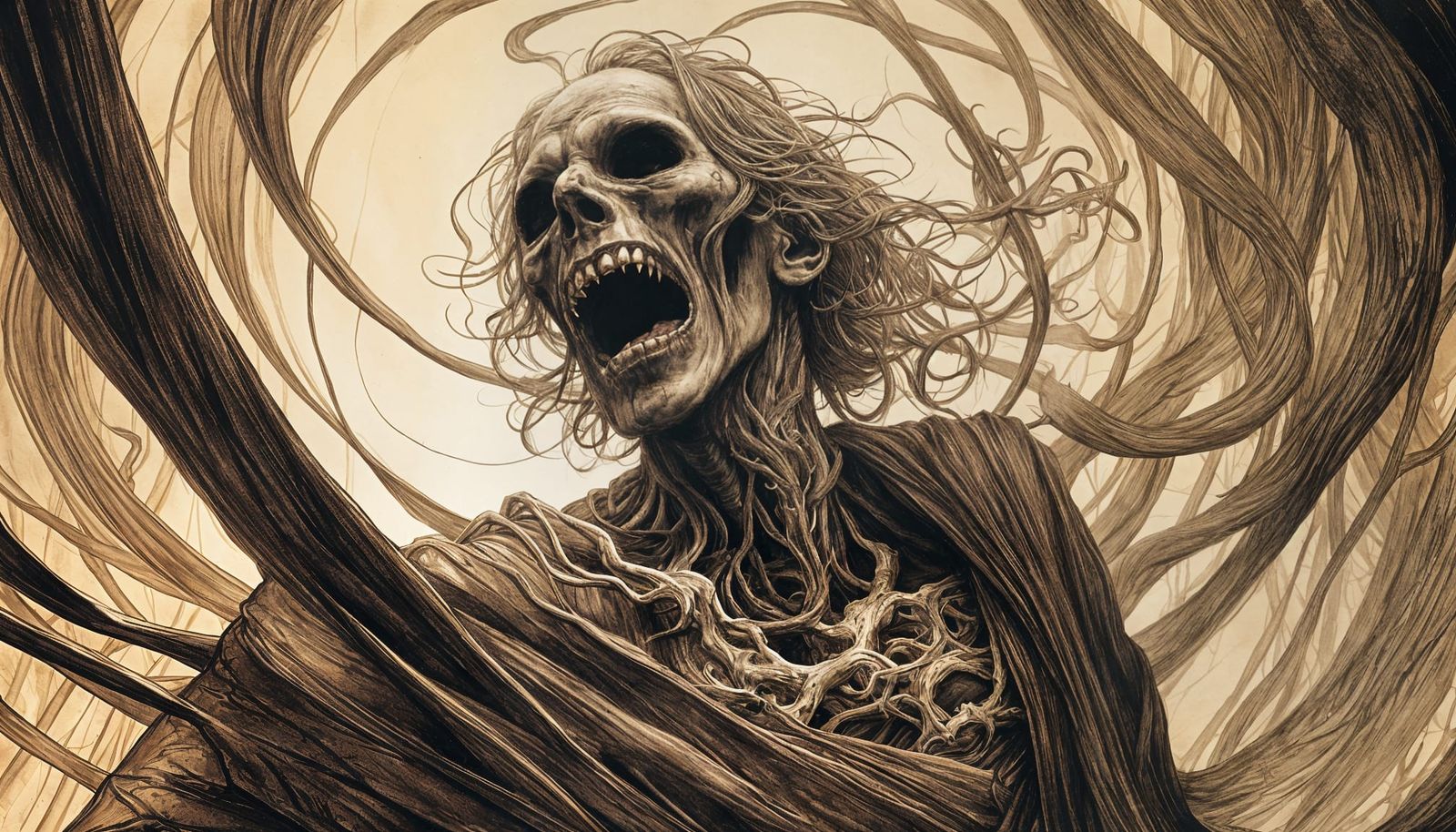 Dark Fantasy Barbaric Figure Emerging from Vortex