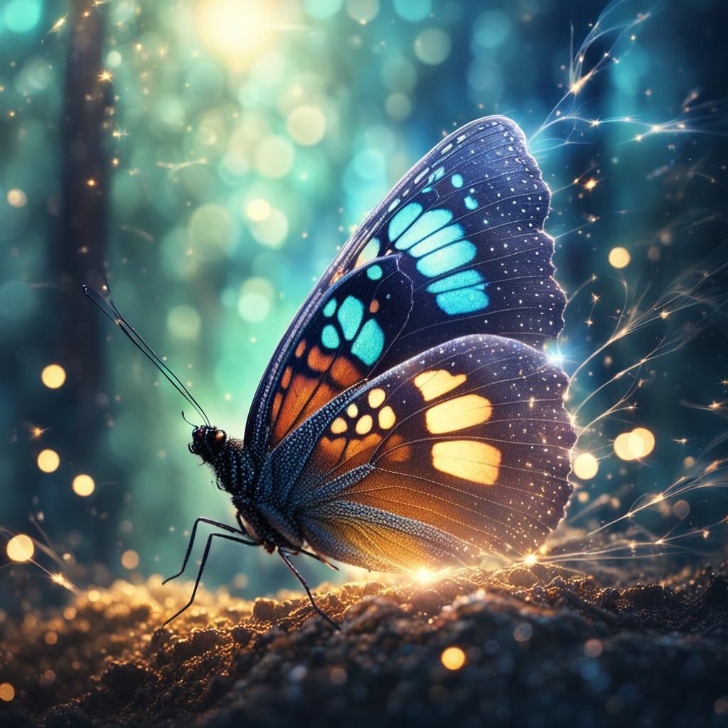 Majestic Butterfly with Magic Wake in Forest