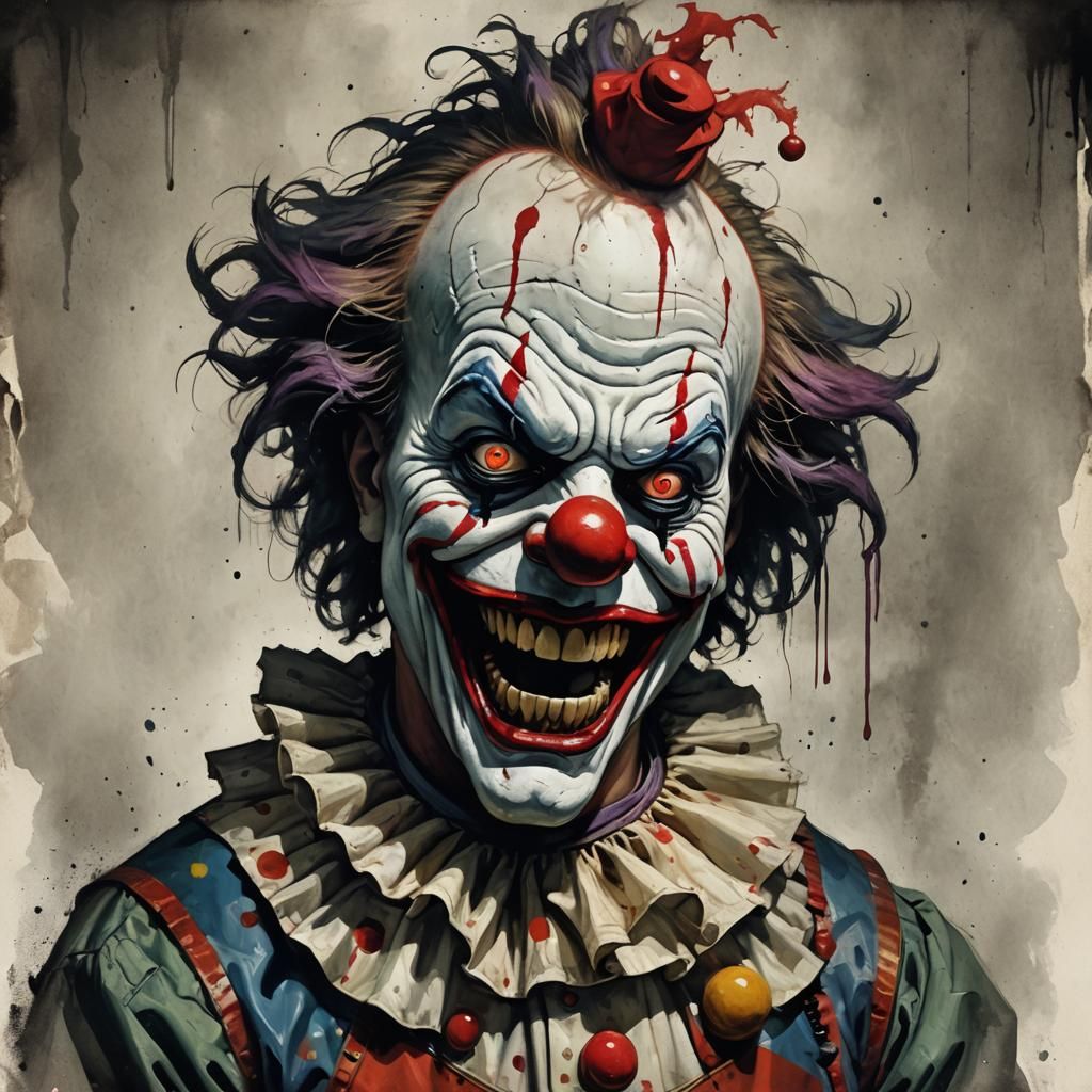 Sinister Twisted Clown Digital Artwork