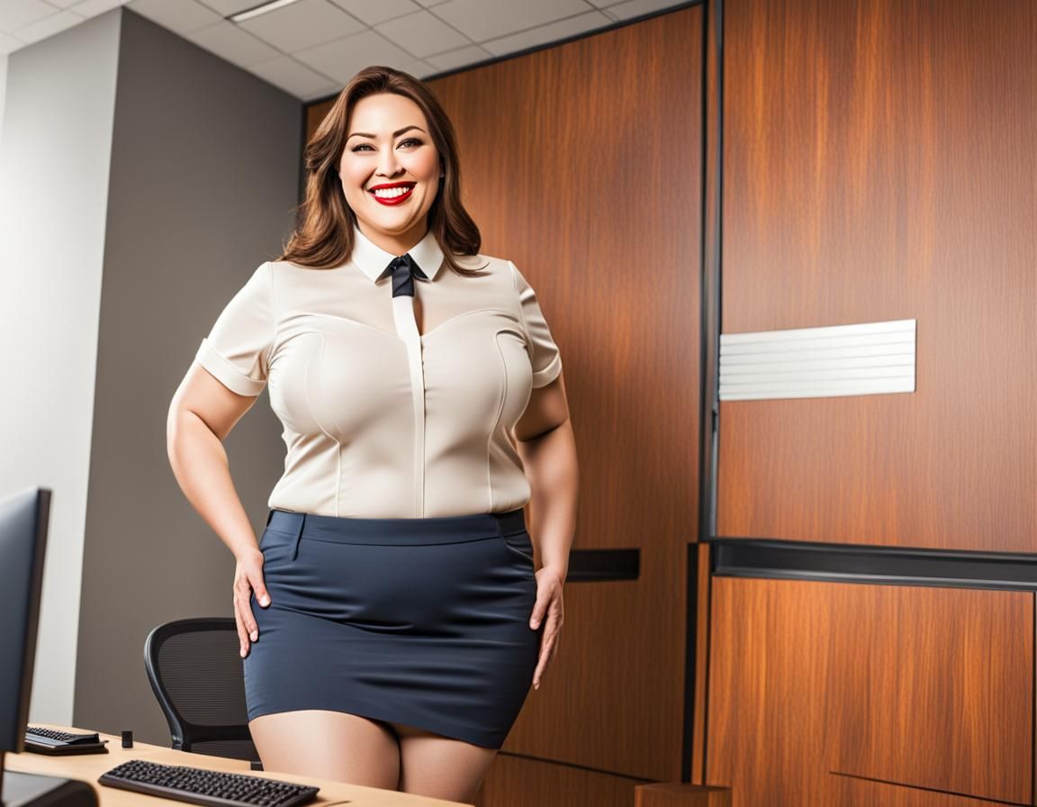 Office Worker with Exaggerated Feminine Features