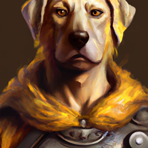Druid Dog Warrior Portrait in RPG Style