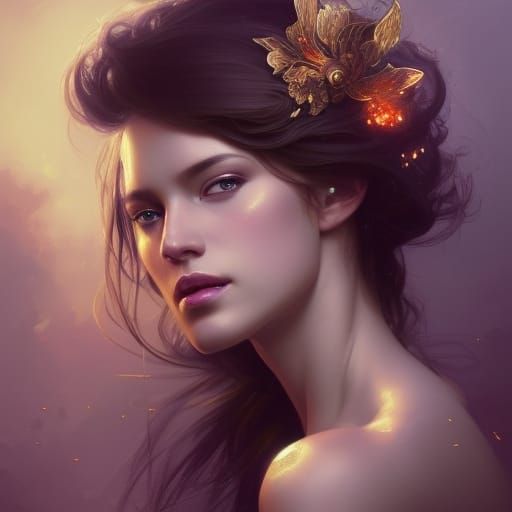 Beautiful Queen Portrait in Art Nouveau Style