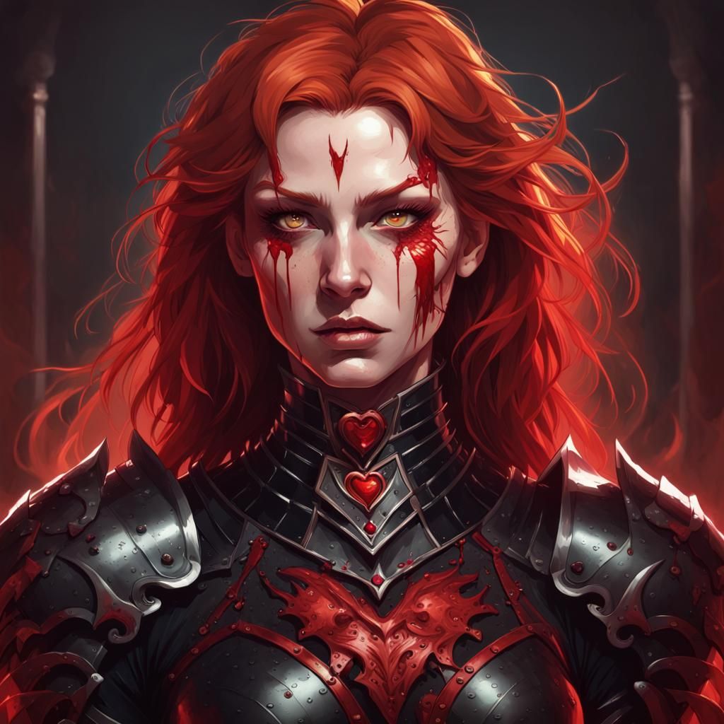 Demonic Warrior in Damaged Armor, Hyperdetailed Portrait