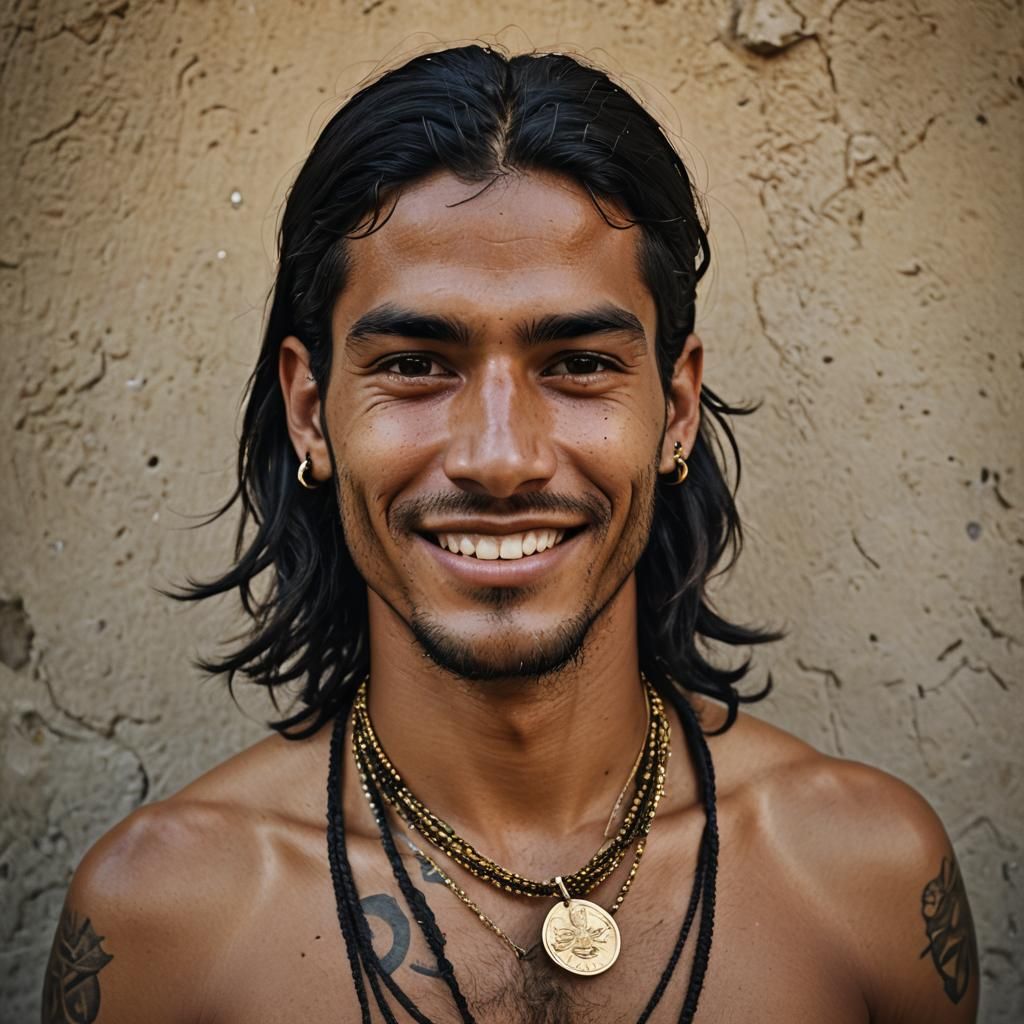 Gritty Realism Portrait of Spanish Man with Medals