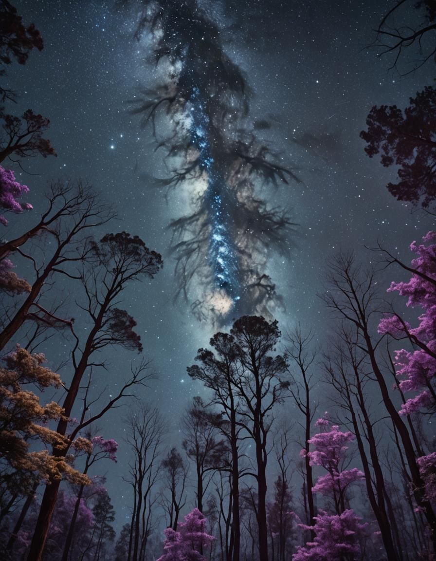 Cosmic Dreamscape: Interstellar Nebula and Bioluminescent Fo...
