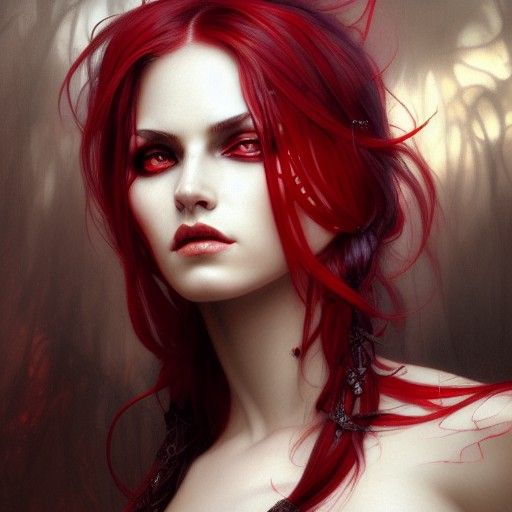 Lilith Diablo Portrait in Hyperdetailed Fantasy Art
